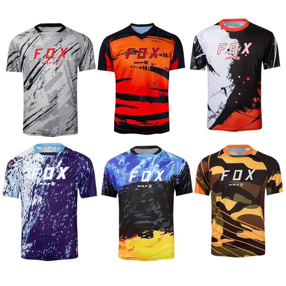 

BAT FOX MTB Jersey Short Sleeves Downhill Bike Jersey Camiseta Motocross T-shirt Quick-Dry Off-Road Jersey Mountain Clothing