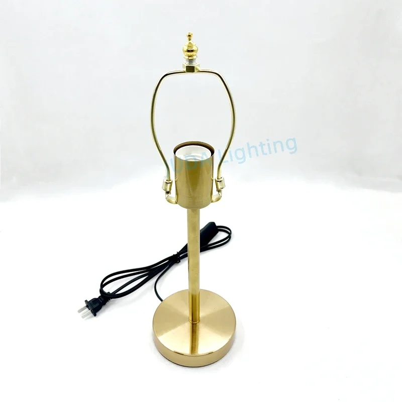 Copper Gold Color Table Lamp Retro Floor Lamp Iron Lamp Base Cable E27 Socket Lamp Holder Desk Lamp Metal Lamp Base with Bracket