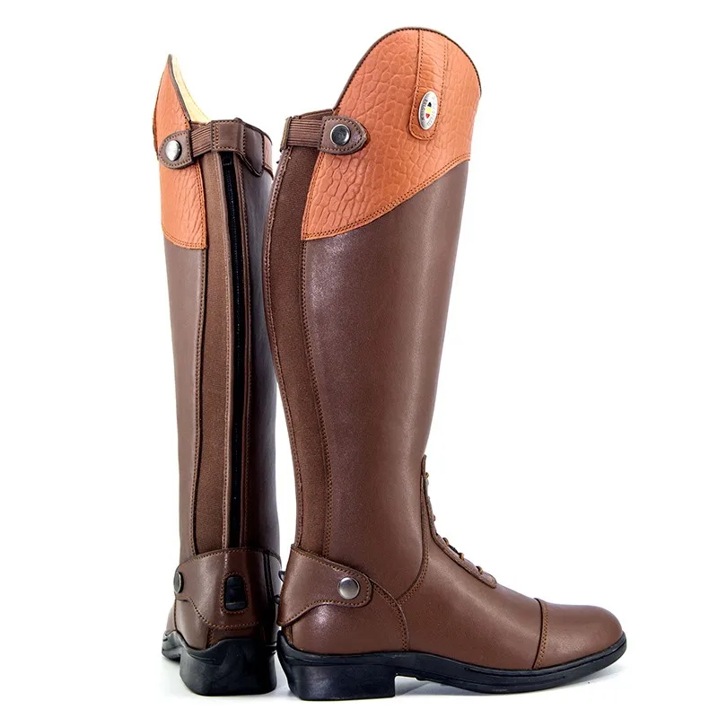 Botas ecuestres de cuero para hombre y mujer, botas profesionales de equitación de tubo largo