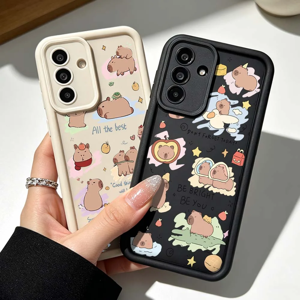 Cartoon Capybara Fruit Cone Silicone Case For Samsung Galaxy A71 A57 A56 A55 A54 A53 A52s A17 A16 A06 Soft Phone Case