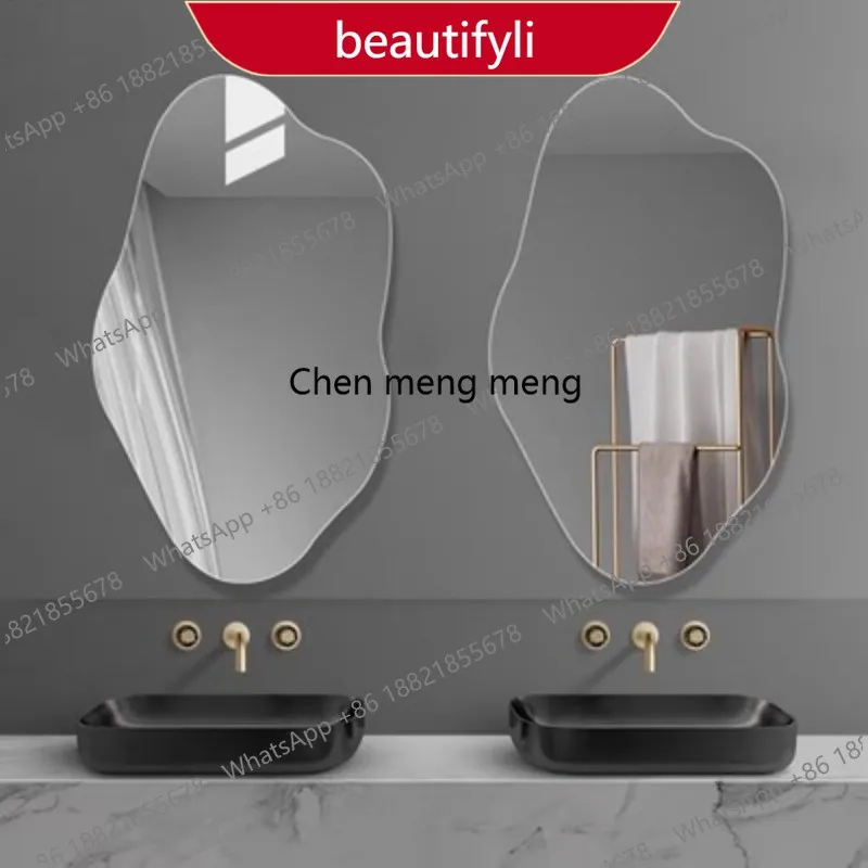 

01A Glass makeup mirror European irregular wall-mounted special-shaped decorative mirror creative wall-mounted bathroom mirror