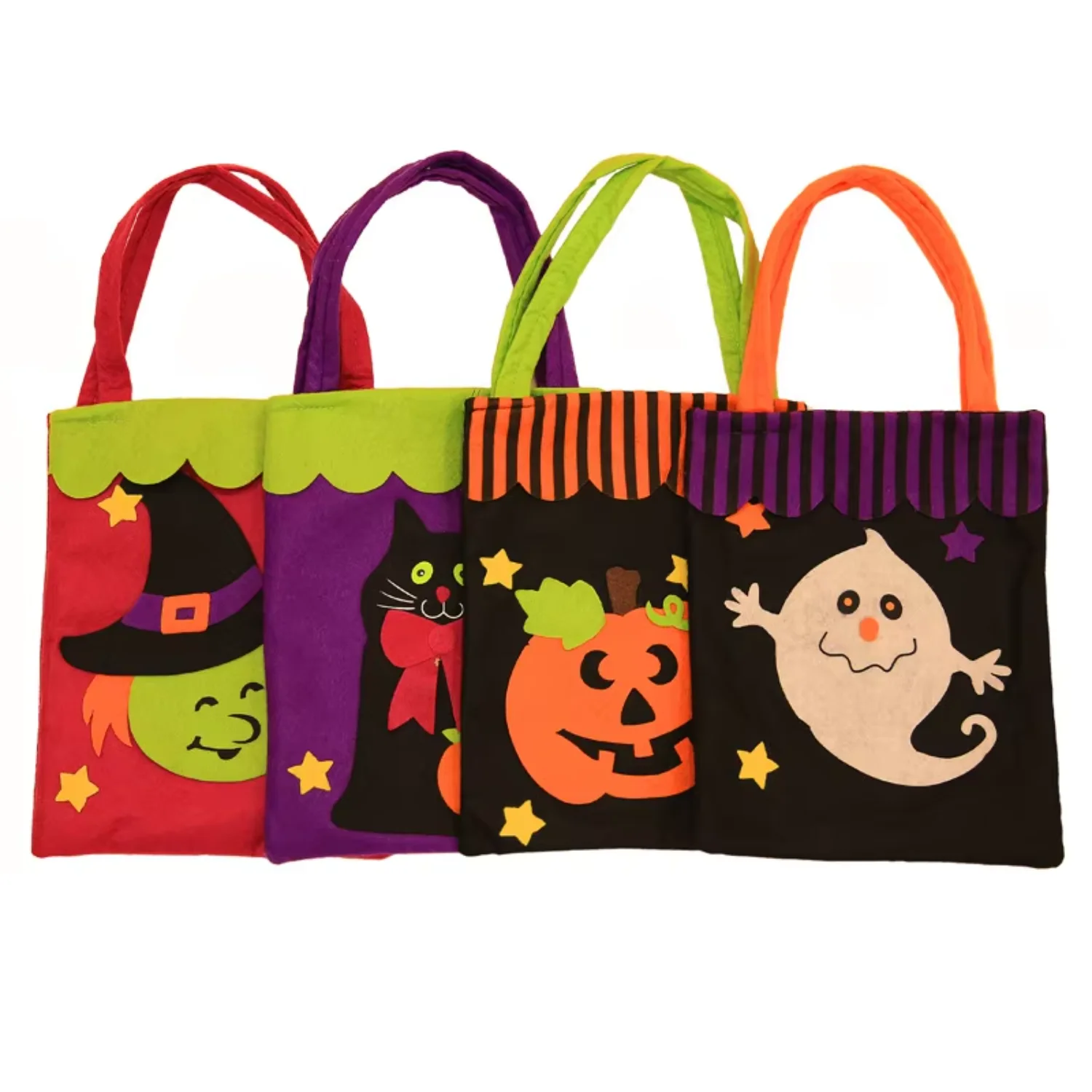 

Personalized good price Halloween handbags skull pumpkin ghost witch hat bat spider black cat bags