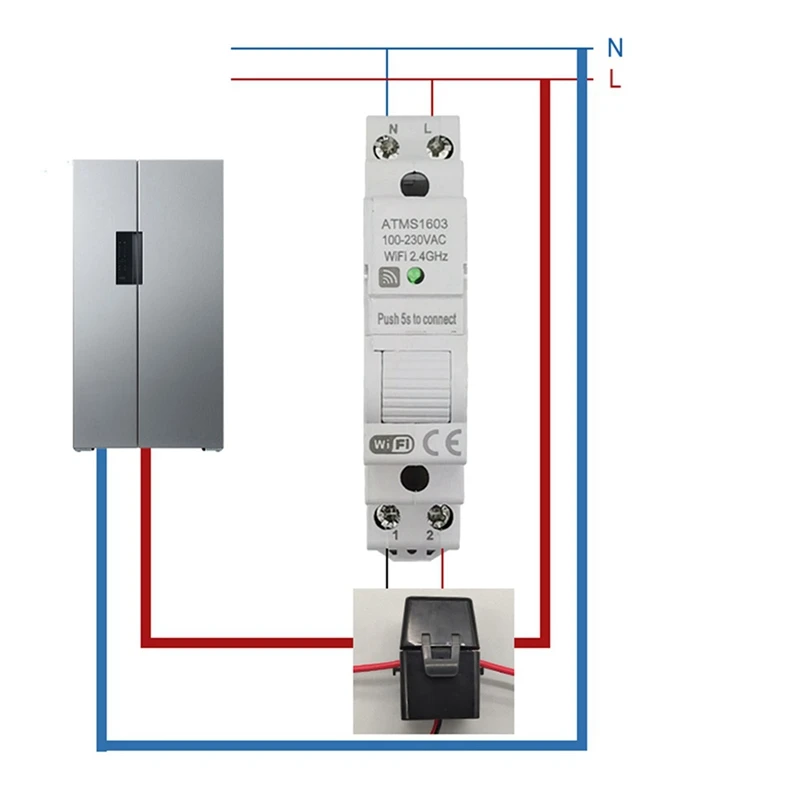 5X ATMS1603 Tuya Single Phase Wifi Intelligent Energy Meter 100A Din Rail Precisely Measuring Voltmeter Ammeter Power