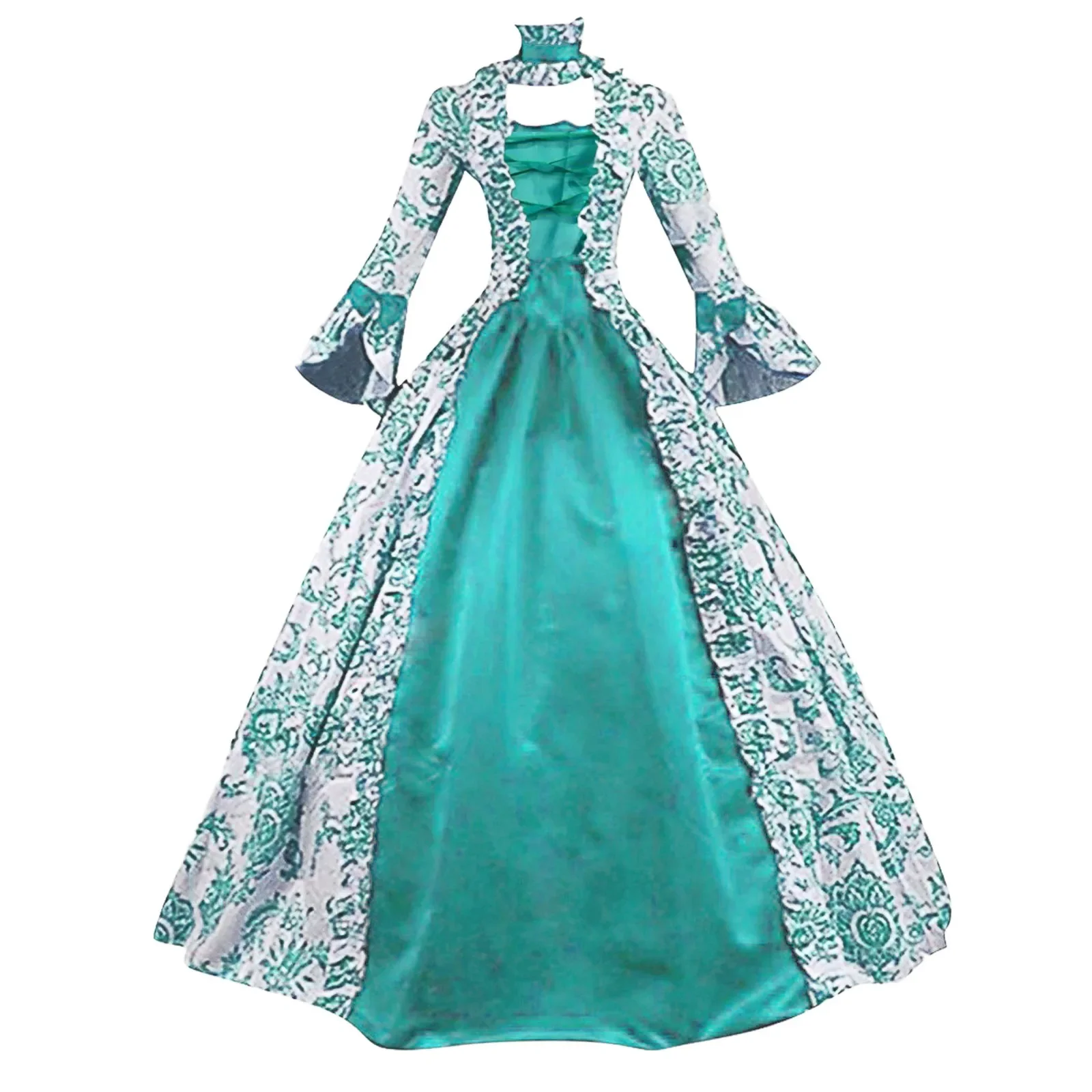 Women Cosplay Marie Antoinette Dress Medieval Flare Sleeve Victorian Party Formal Gown Renaissance Gothic Floral Robe Plus Size