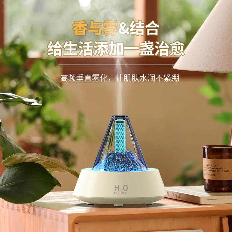 2024New Simulation Flame Aroma Diffuser Household Bedroom Desktop Mute Small Spray Ultrasonic Humidifier