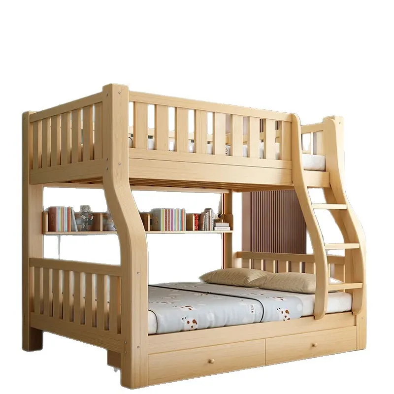 

All solid wood thickened mother and child bed, multi-functional high and low, upper and lower beds, double layer