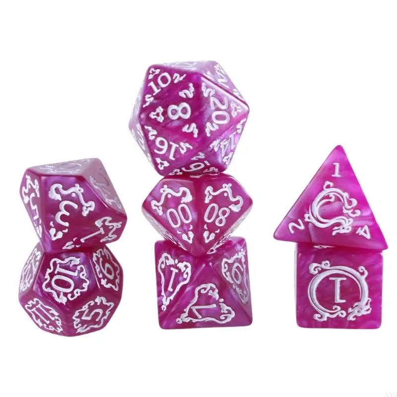 7pcs Patrón dragón Dicés acrílico múltiples lados Rol juego Juego juegos Dices poliédricos Dices para jugador