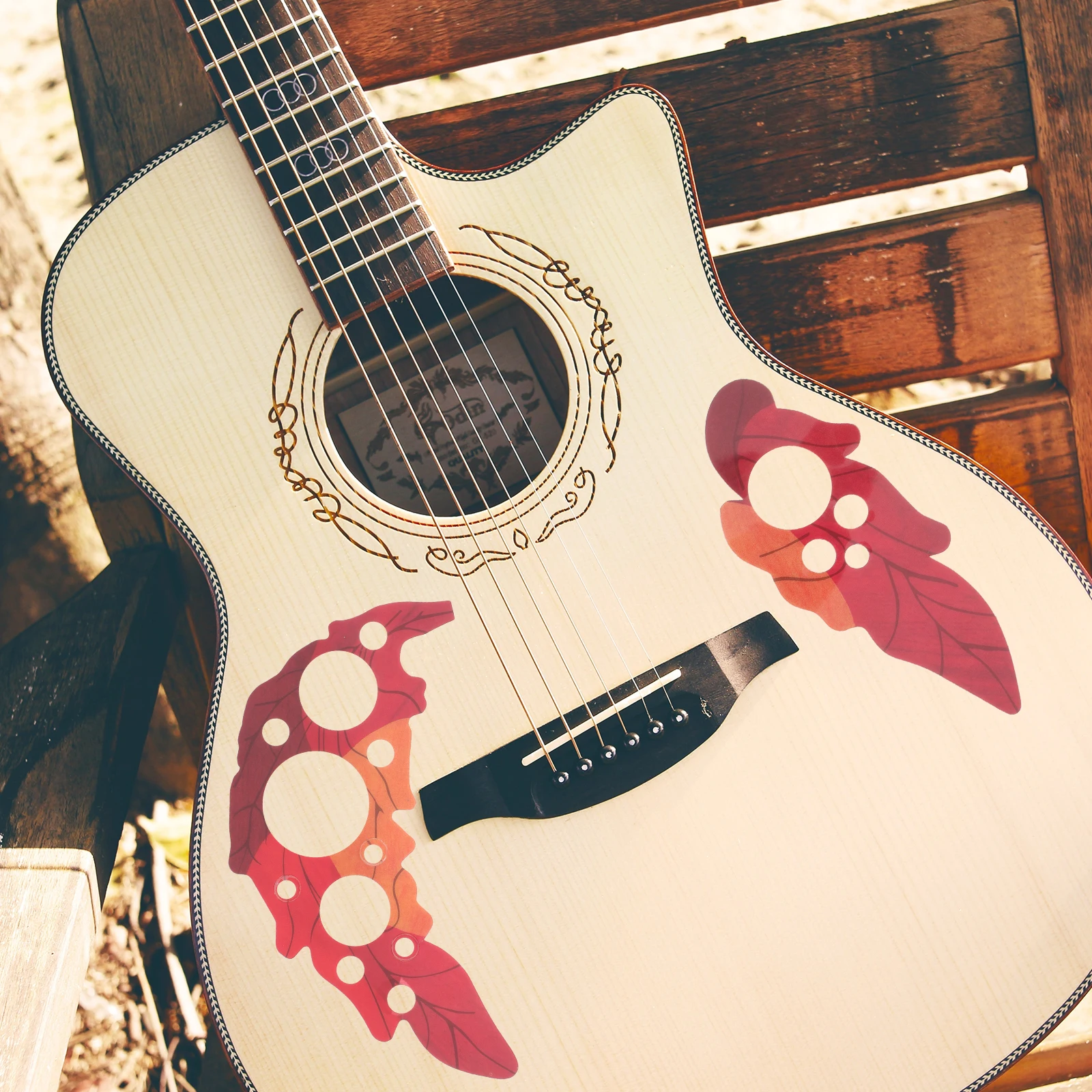 

2Pcs Guitar Acoustic Parts PVC Protector Leaf Shape Anti-scratch Lightweight Decorative Scratch Plate Plate