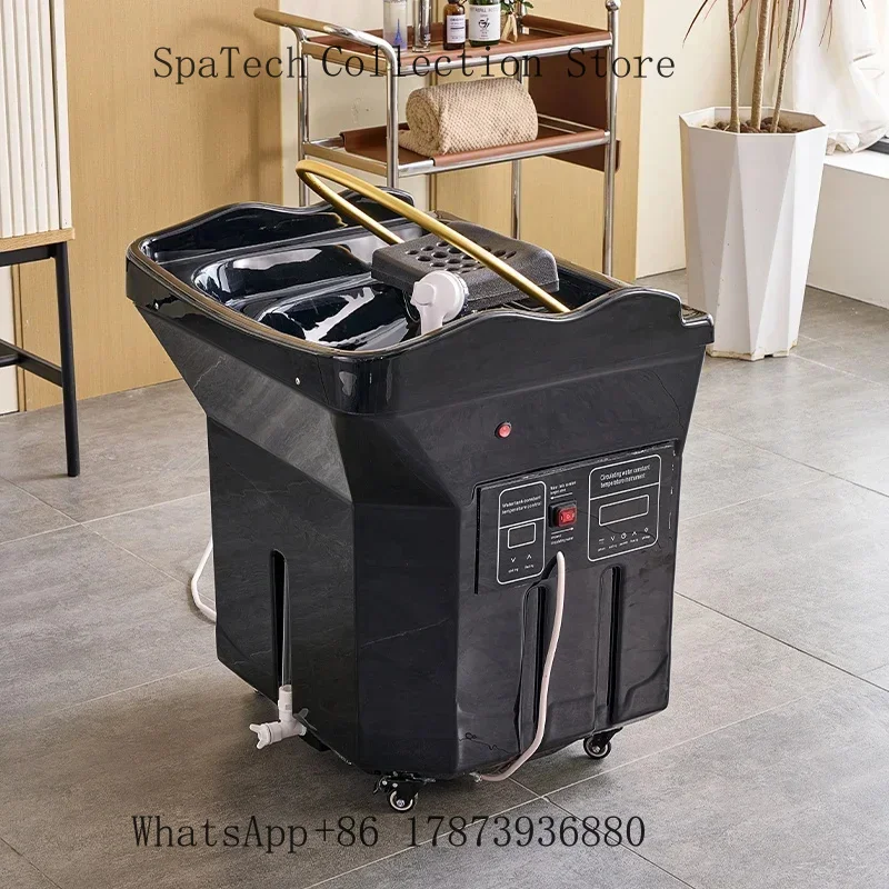 

Portable Mobile Head Spa Bed with Water Tank Black Shampoo Chair Basin