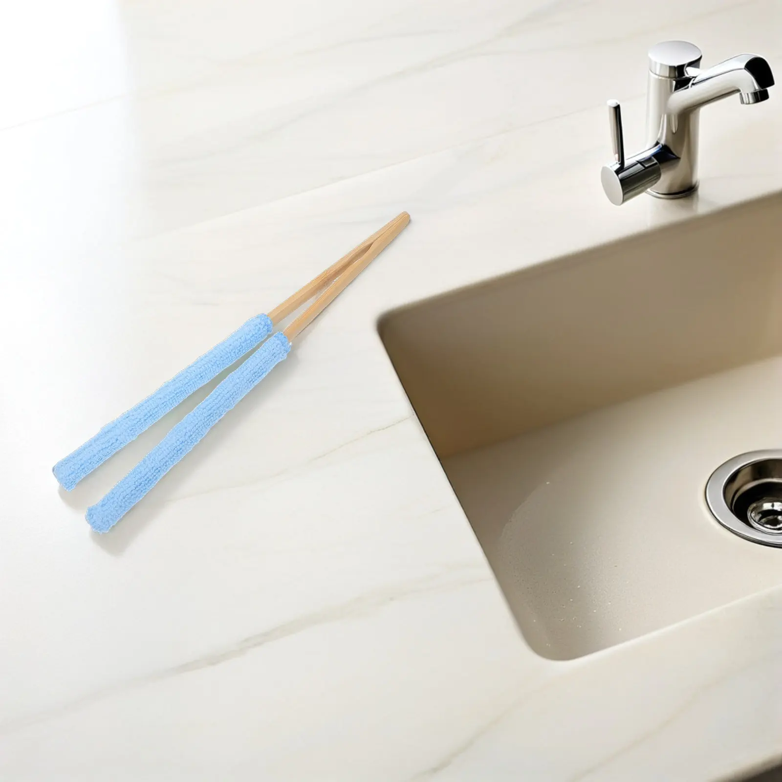 Reusable Fiber Blind Cleaner Tong Bamboo Handle Window Blind Cleaning Tool for Vent Grille Shutter Dusting Narrow Spaces