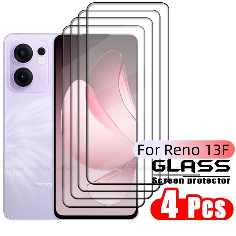 

4PCS For Reno 13F Glass OPPO Reno 13F Tempered Glass Protective Phone Film 9H Full Cover Glue Screen Protector Reno 13F Reno13F