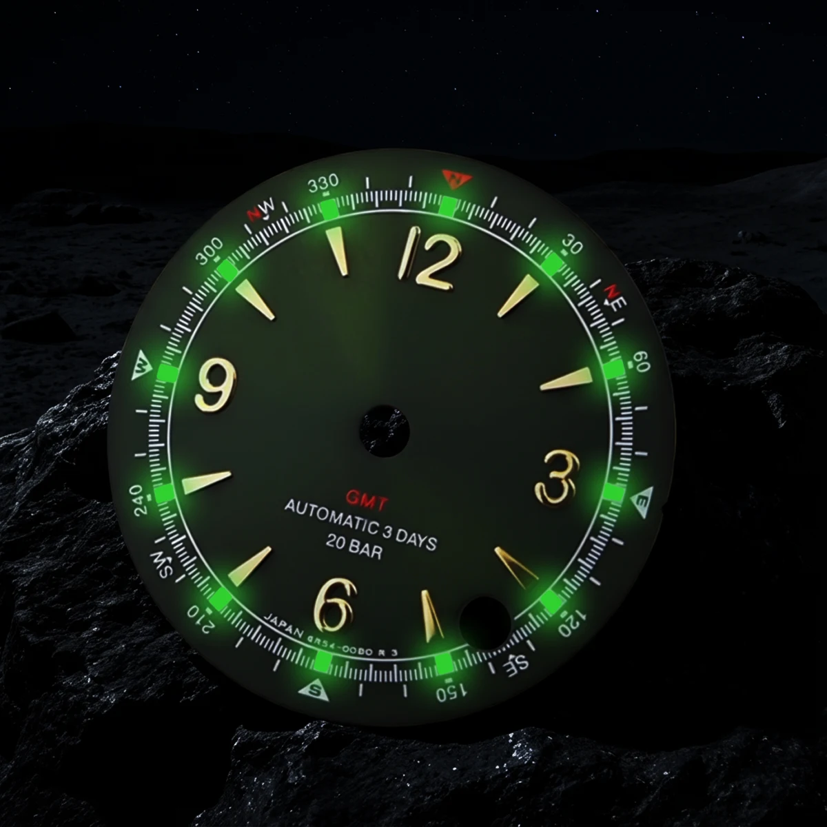28.5mm Green Lume Case Mod Parts Sterile Arabic Pilot Alpinist Dial for Seiko Prospex Land NH35/36/4R/6R/7S Automatic Movement