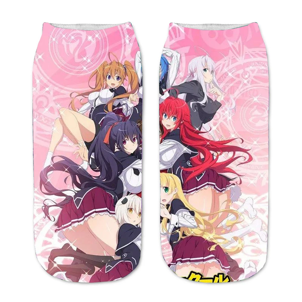 Calcetines tobilleros con estampado 3D de dibujos animados para hombre y mujer, calcetín corto de Anime para adolescentes, ideal para regalo de fiesta, DxD