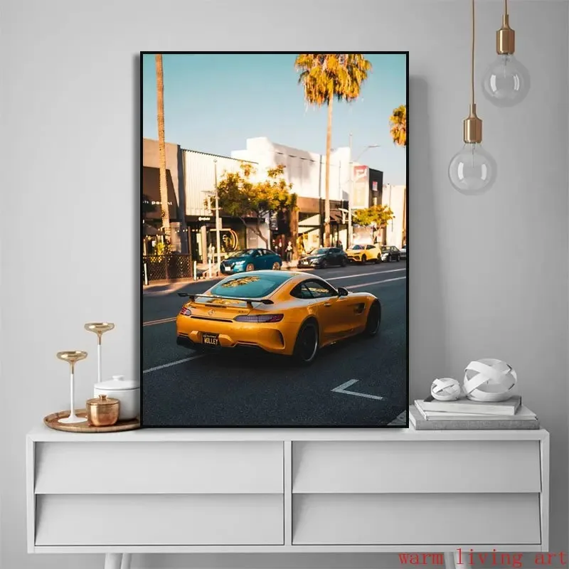 World Luxury Sport Car Black Benz Supercar Tail Light Canvas Painting Print Wall  Poster Racing Picture Office Room Home Decor view 4