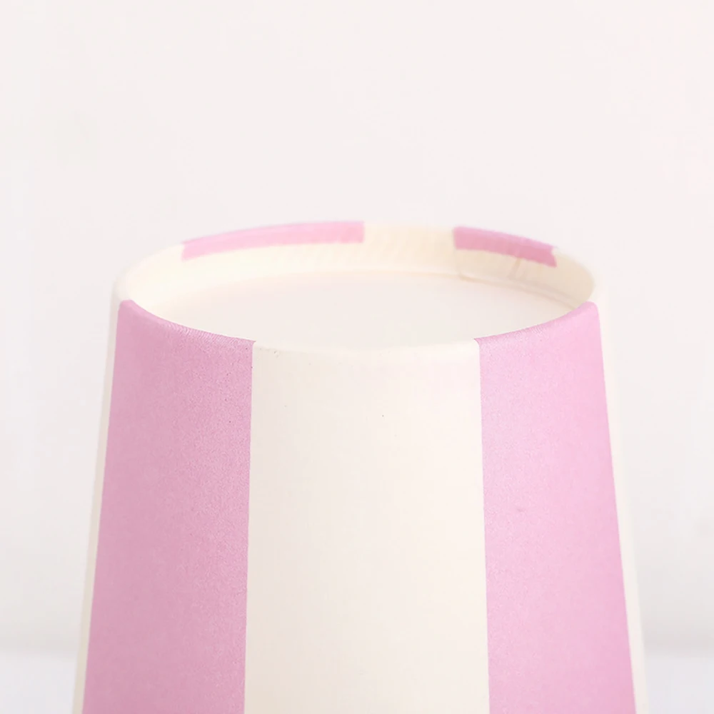 10PCS 9 Oz 250ml Gilded Striped Thickened Paper Cup Disposable Cup Wedding Birthday Party Holiday Disposable Tableware