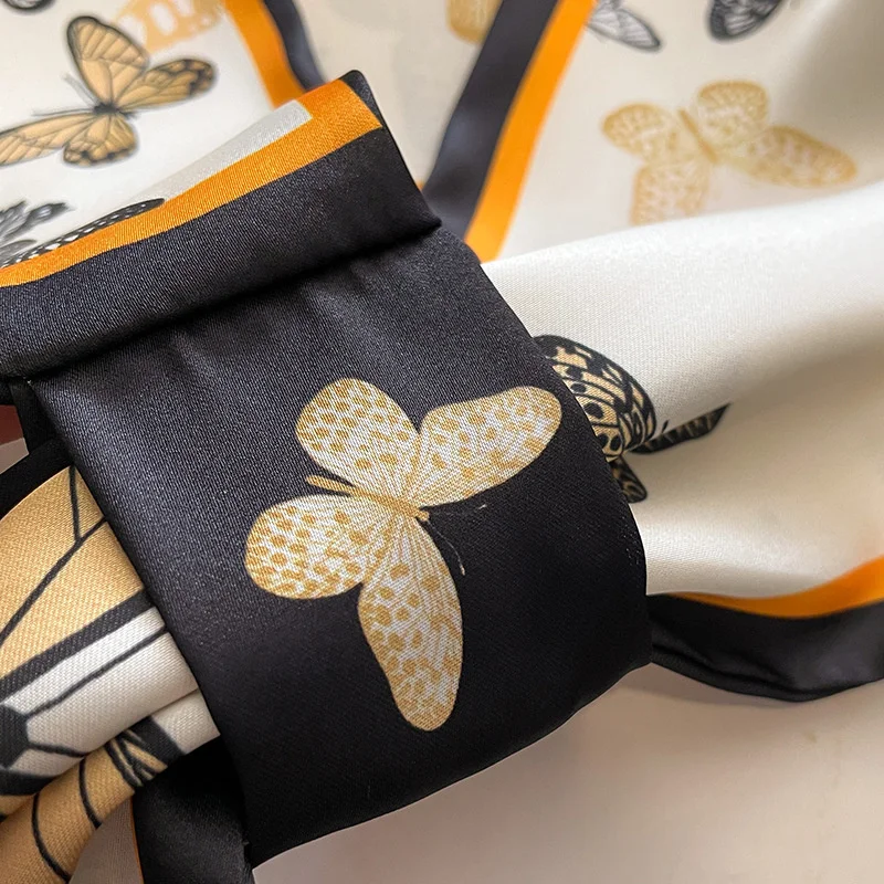 Schmetterling Design Satin Seide Halstuch Schal für Frauen Luxus Band dünne Hand Stirnband Foulard Schal Haar bänder Zubehör