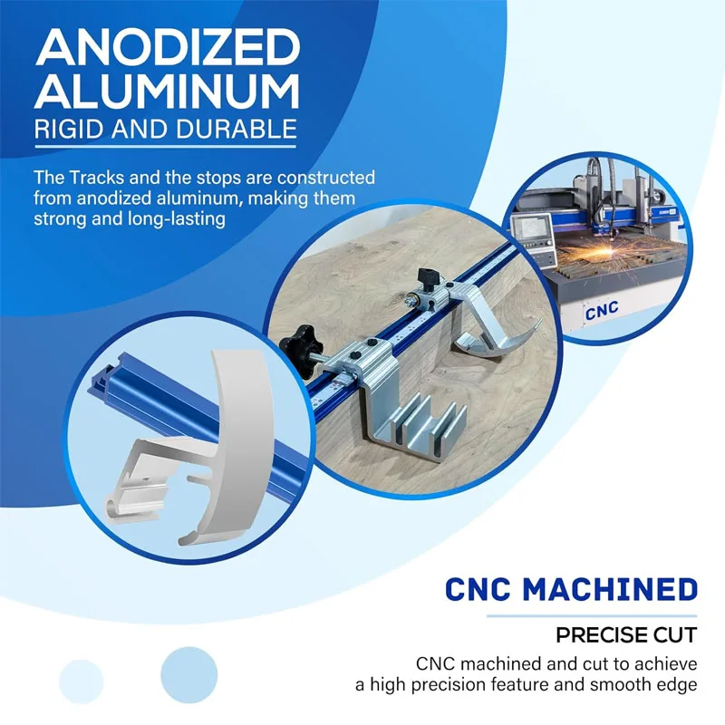 KMS8000 Precision Track and Stops Kit Measuring Tools Work with Miter Saw For Precise and Repeatable Cutting Woods