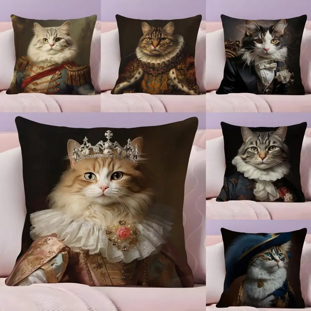 Luxurious Crown Cat Cushion Cover Plush Fabric Soft Double Sided Print Home Sofa High Quality Cushion