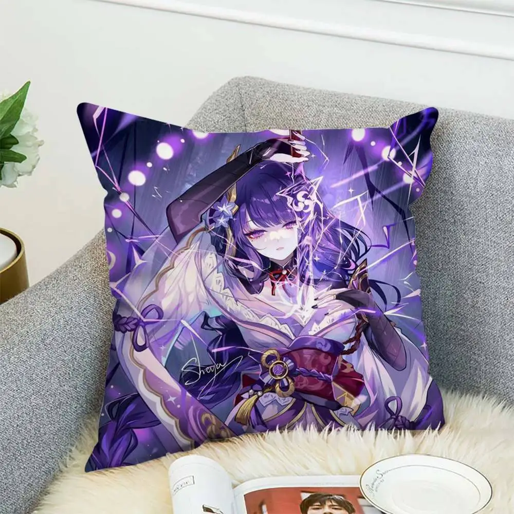 

Genshin Impact Pillow Case Double-Sided Printing Cushion Cover 45x45 Decorative Cushions Sofa Home Decor Soft Pillowcase