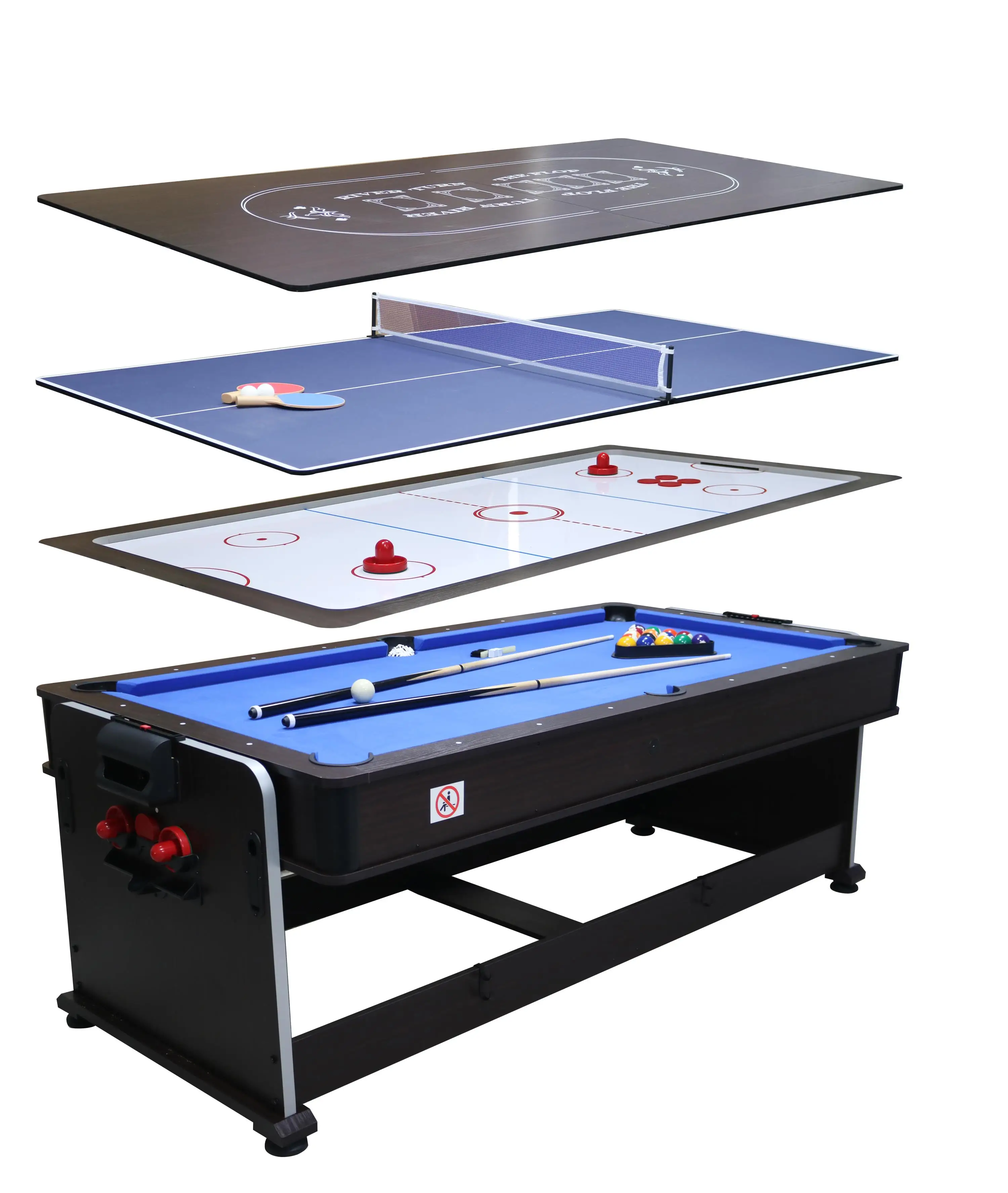 

Wholesale Flip 4 in 1 Billiards Multi Function Game Table Billiard table/tennis table/air hockey table/poker table