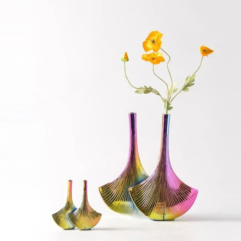 Light luxury simple colorful ceramic vase living room model room art dried flowers porch dining table soft decoration