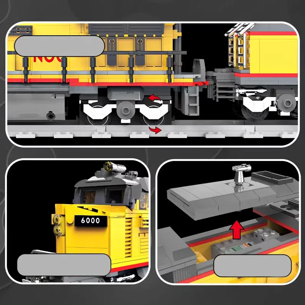 Bloques de construcción para niños, juguete de ladrillos para armar locomotora diésel AC6000CW, tren ferroviario de potencia, ideal para regalo de cumpleaños, código 80019, compatible con 1062 piezas