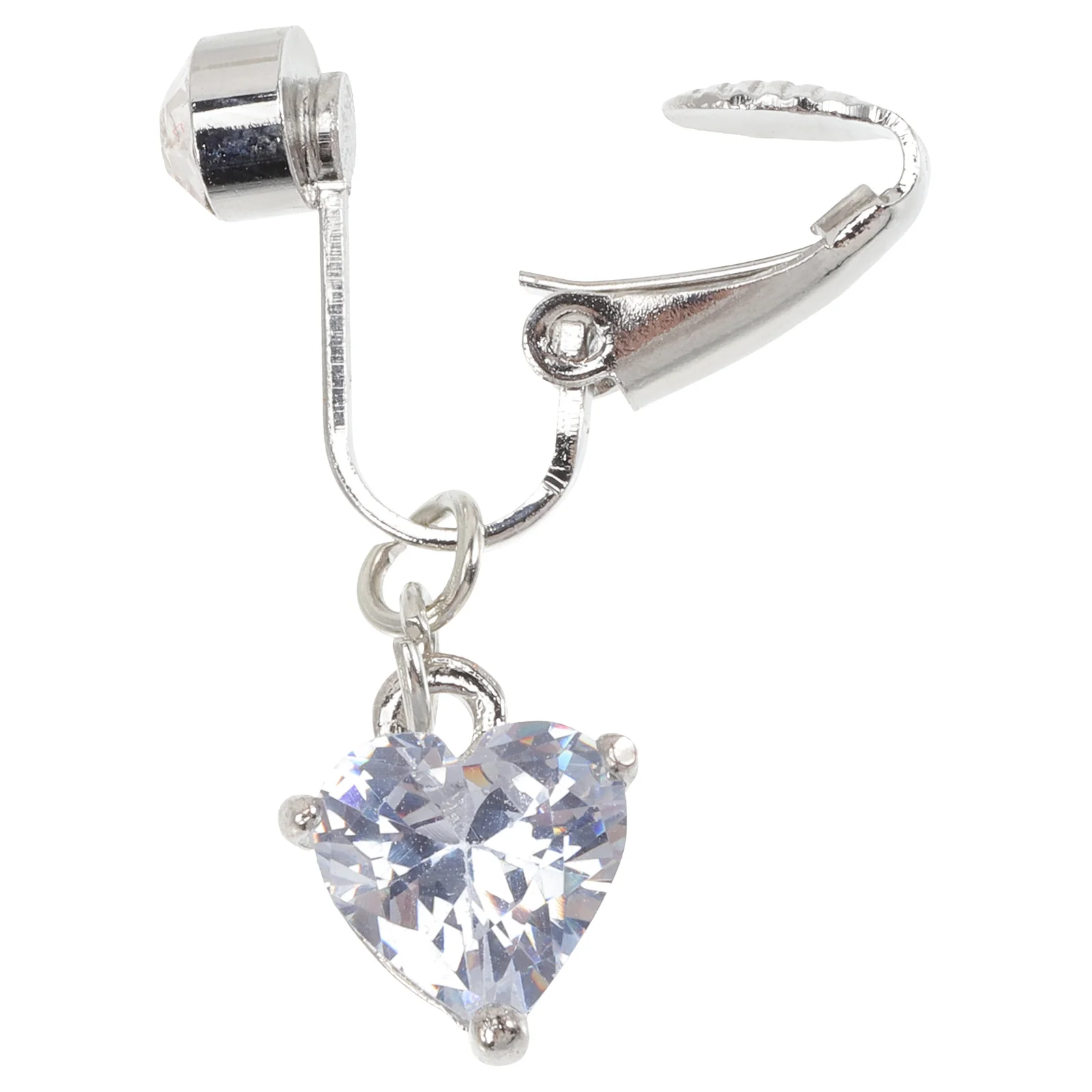 مشبك حلقة البطن المزيف على حلقات زر البطن غير المثقوبة للنساء والفتيات المتدلية من الزركون لتزيين السرة مجوهرات فنية للجسم