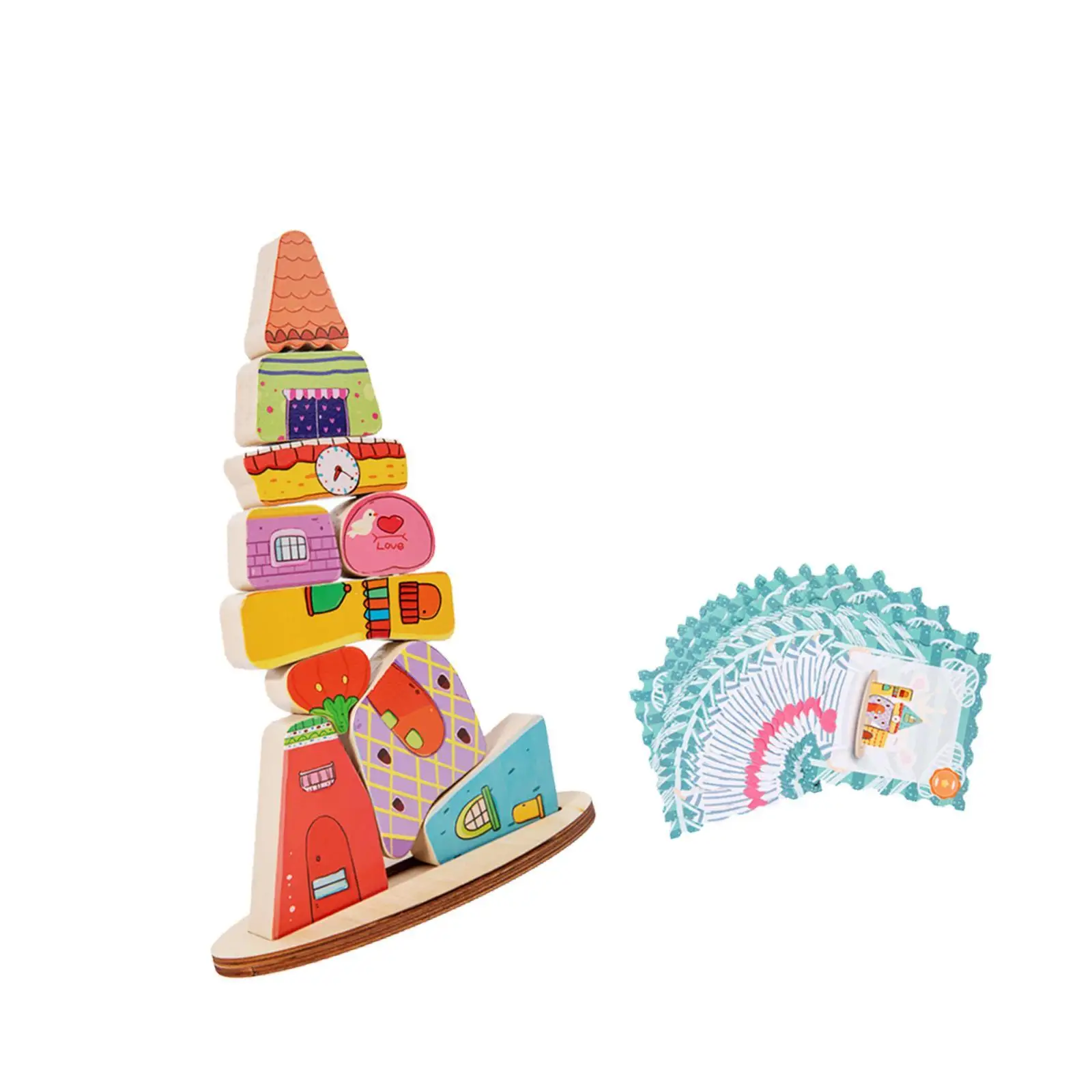 Balance Stacking Colorful Blocks Early Education Toys Wooden Stacking Blocks