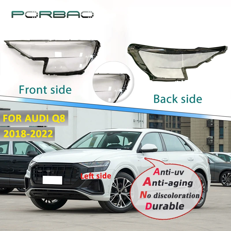 

Car Front Headlight Lens Cover Headlamp Shell For Audi Q8 2020 2021 2022 Glass Auto Lampshade Transparent Car Accessories