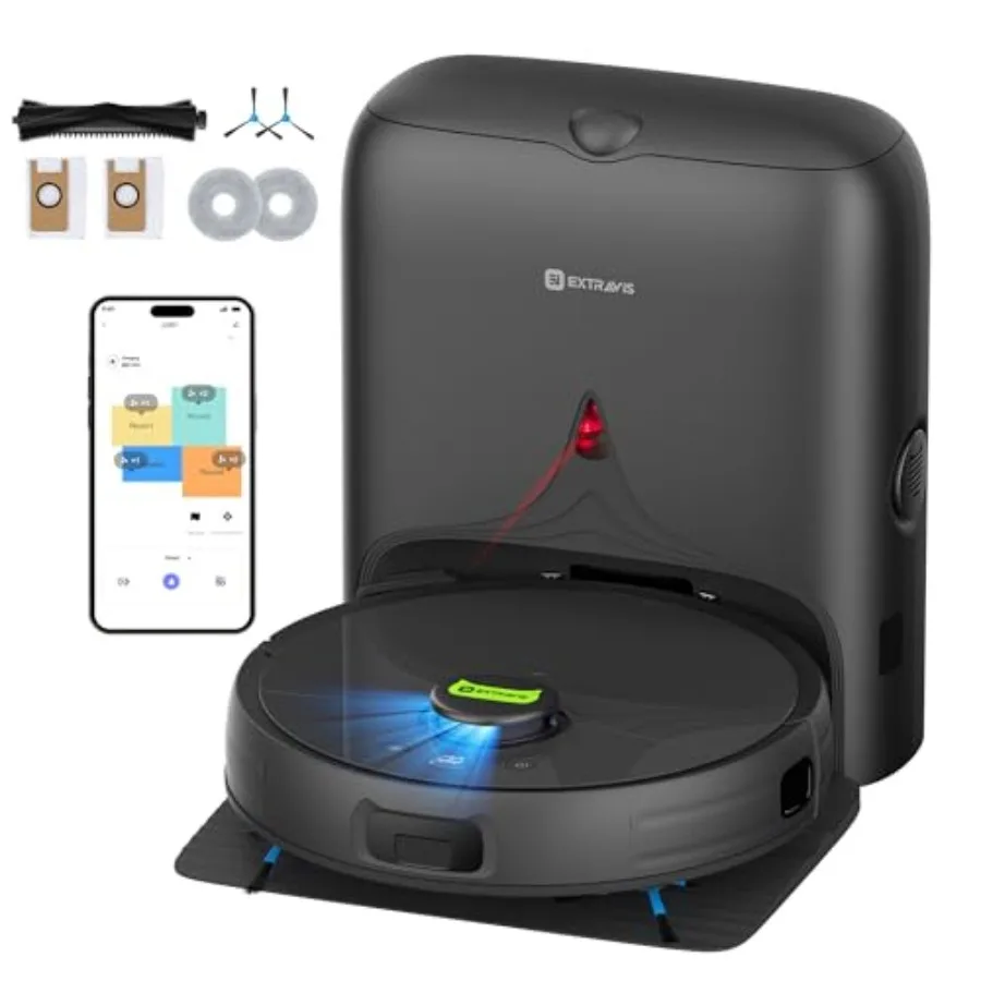 Robot Vacuum and Mop Pet Hair Tangle-Free Cutter Technology Max 10 000Pa Suction Laser Navigation Pet Laser 75-Days Ccity Carpe