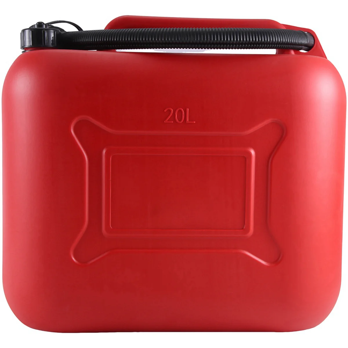 20L 5.28Gal Car Fuel Tank Can Spare Plastic Petrol Gas Container Anti-Static Fuel Carrier with Pipe for Car Travel