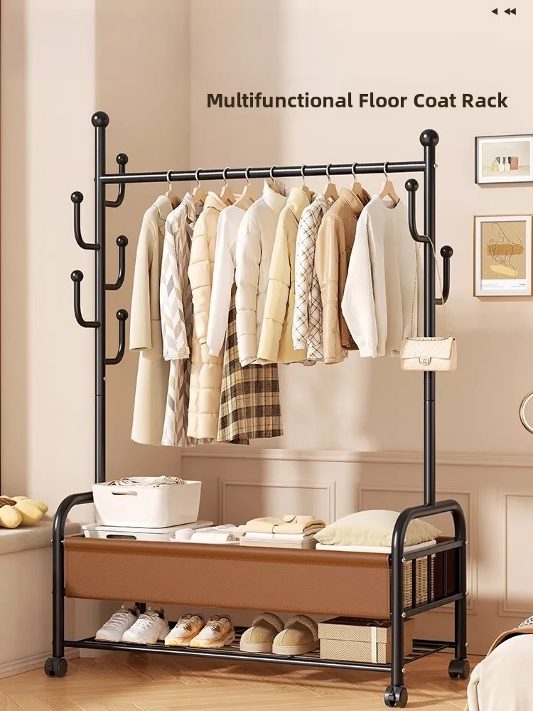 

Floor Standing Bedroom Clothes Hanger Luxury Lightweight Multi-Functional Storage Coat Ra Household Indoor Mobile Design