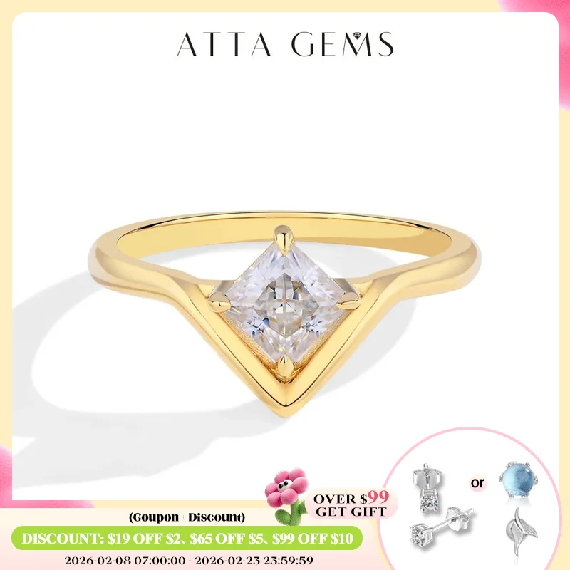 

ATTAGEMS 0.8CT Princess Cut Moissanite Engagement Ring for Women 925 Sterling Silver Wedding Anniversary Fine Jewelry for Unique
