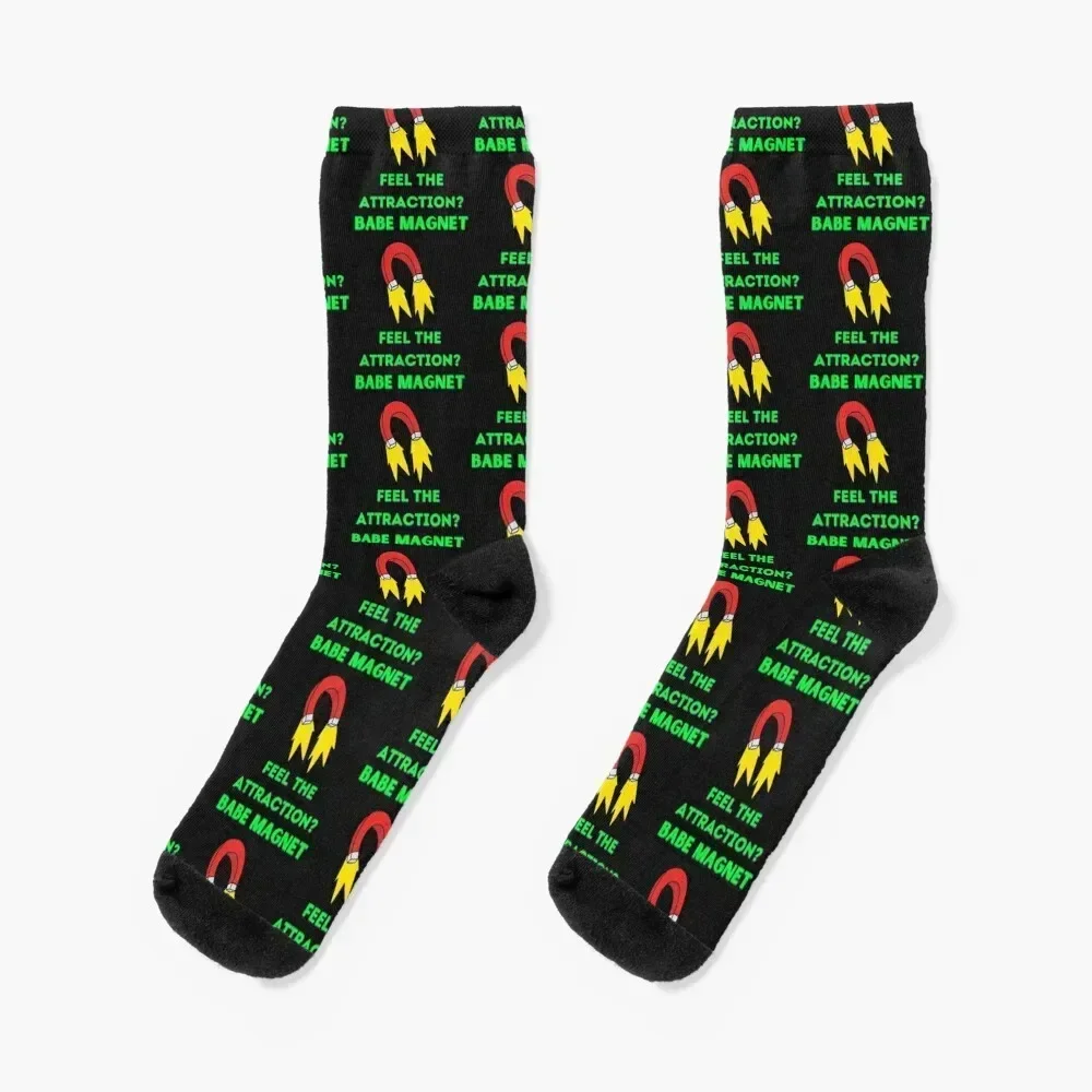 Babe Magnet Feel the Attraction Socks crazy golf cute Designer Man Socks Women's