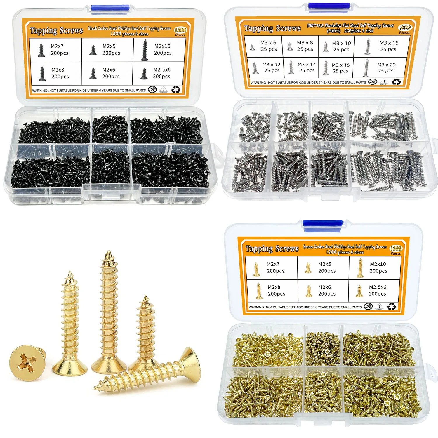 Holzschrauben M2 M2,5 M3 Kleine Flachkopfschrauben Kombination 5 mm 6 mm 7 mm 10 mm Miniatur-Blechschrauben aus Messing