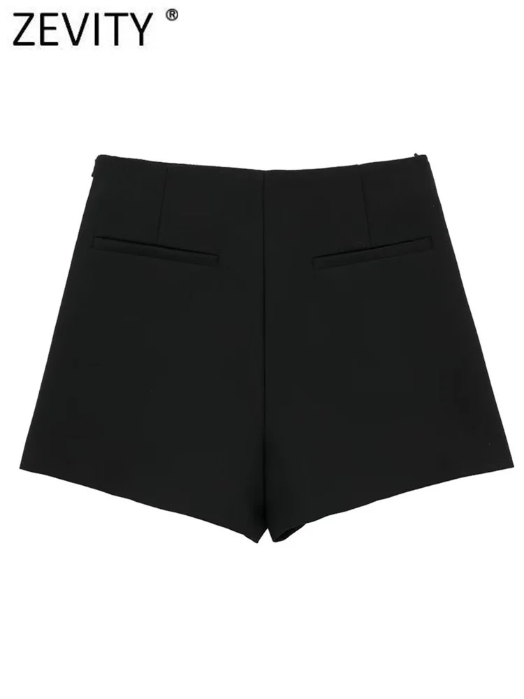 ZEVITY 2023 Women Fashion Belt Design Asymmetrical Mini Skirt Shorts Lady Side Zipper Hot Shorts Chic Pantalone Cortos QUN5454