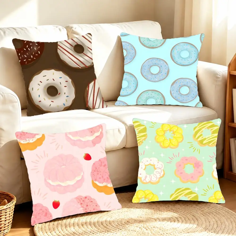 Glazed Cheerful Art D-Donut Cushion Cover Sofa Living Room Home Decor Invisible Zipper Anti-dustmite Shell