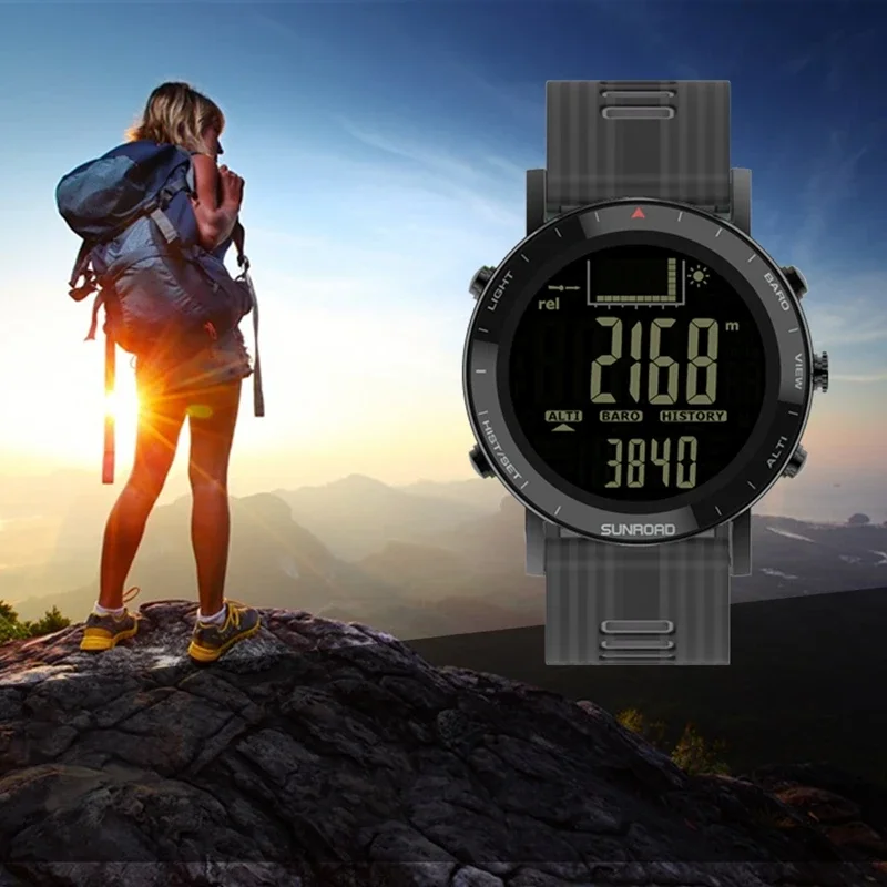 

Barometer Altimeter Cast Frequency Alarm Clock Stopwatch Weather Remind 10ATM Waterproof Backlight Digital Fishing Sport Watch