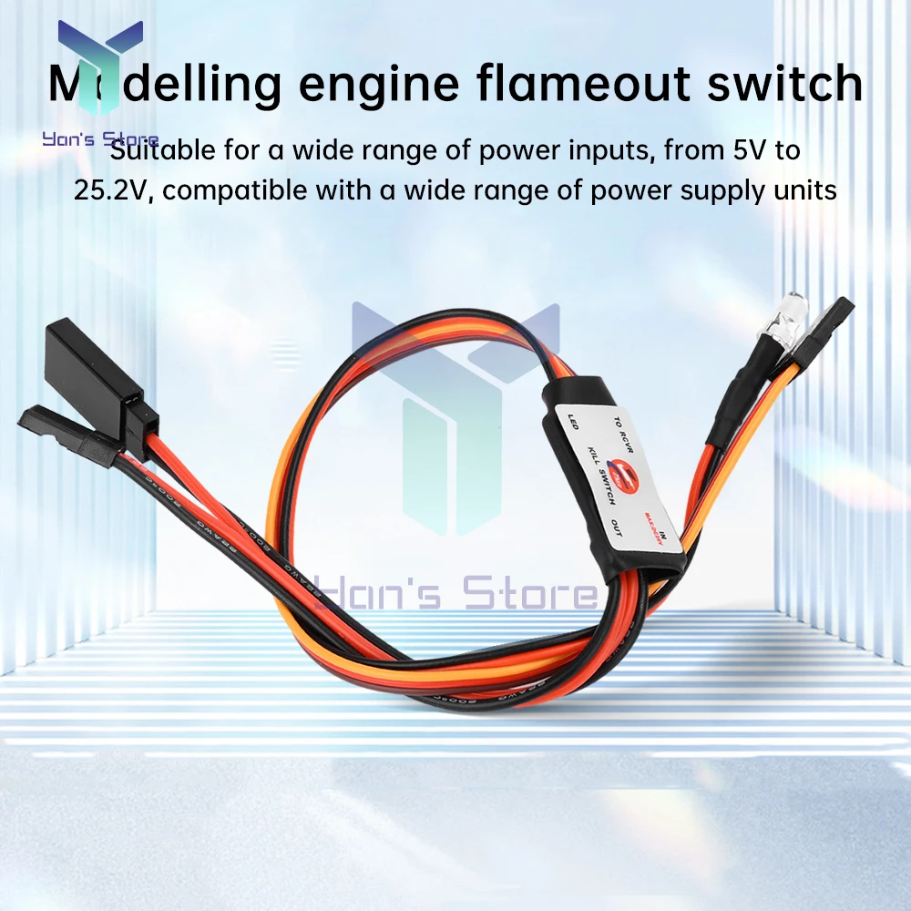 DC5-25.2V Model Engine Kill Switch DLE Gasoline Engine CDI Remote Kill Switch Support 3-6S Li-Polymer Battery Power Supply