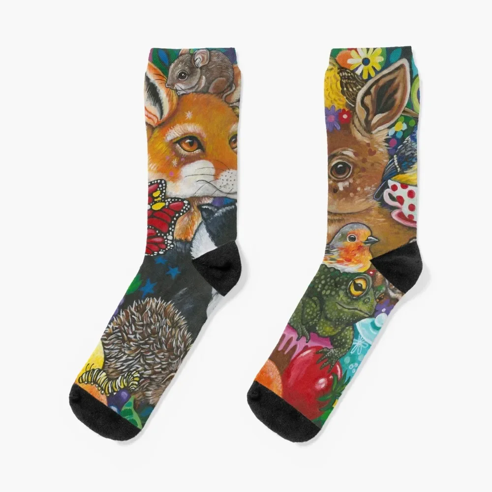 Woodland Picnic Socks Rugby Children's new year Luxury Woman Socks Men's