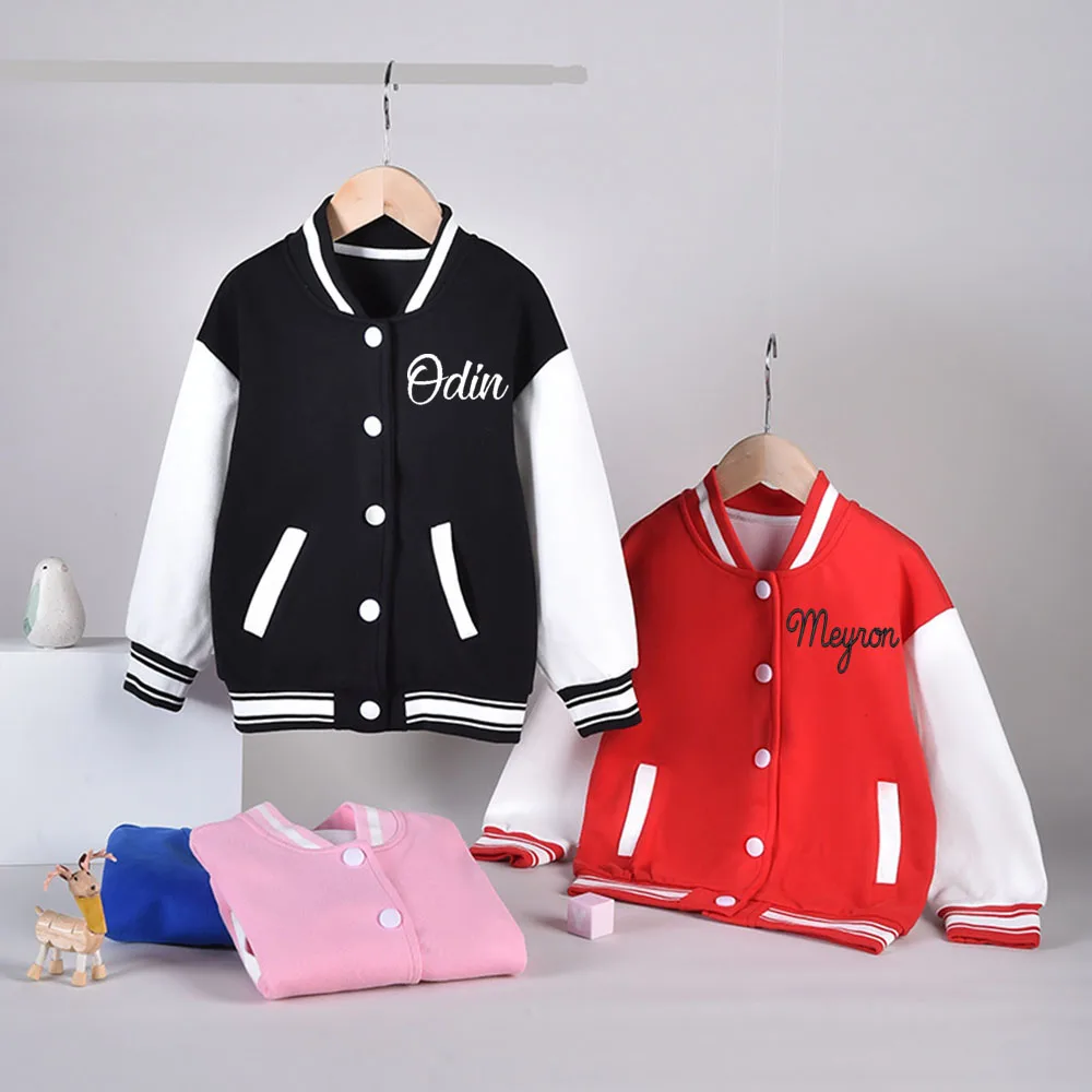 Veste d'équipe scolaire de baseball unisexe personnalisée avec nom brodé, veste de rugby pour enfants, style personnalisé, garçons et filles