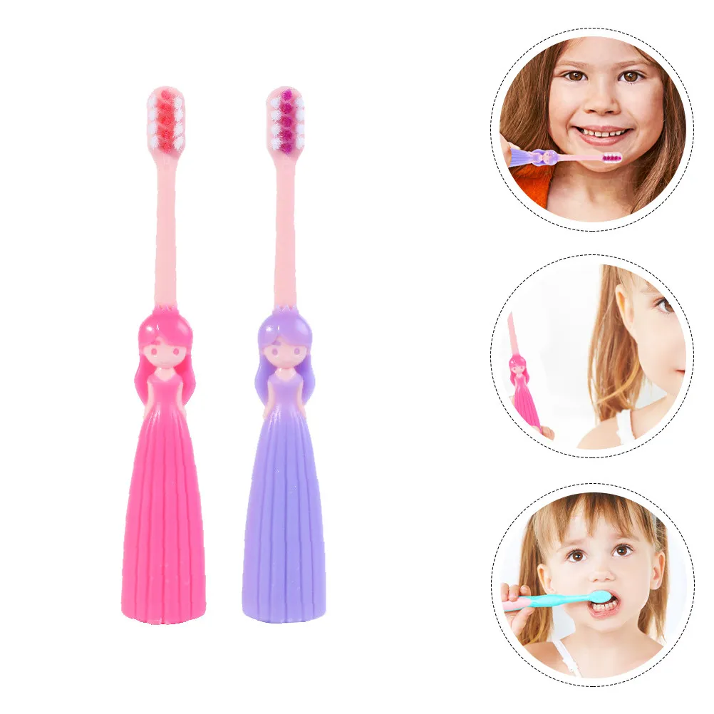4Pcs Children Toothbrushes Premium Soft Bristles Supple Brush Head Comfortable Grip Eye Catching Colors Kids Supplies Daily Use