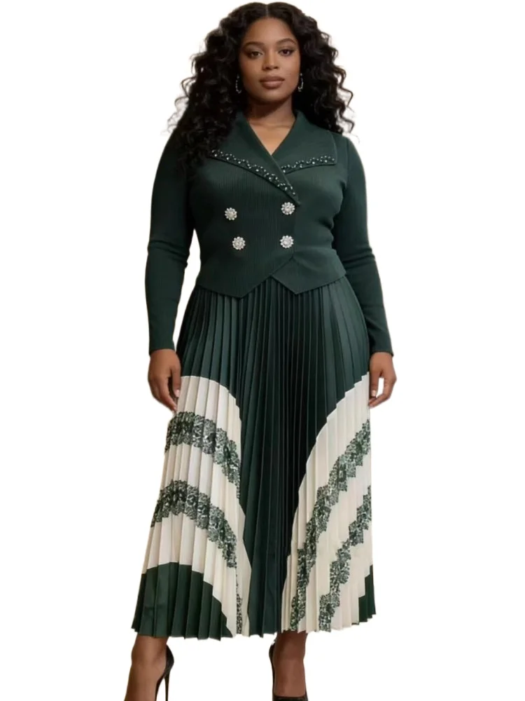 

African Dresses For Women Elegant Spring Long Sleeve Dashiki Pleated Maxi Dress Ladies Traditional African Clothing Fairy Dreaes