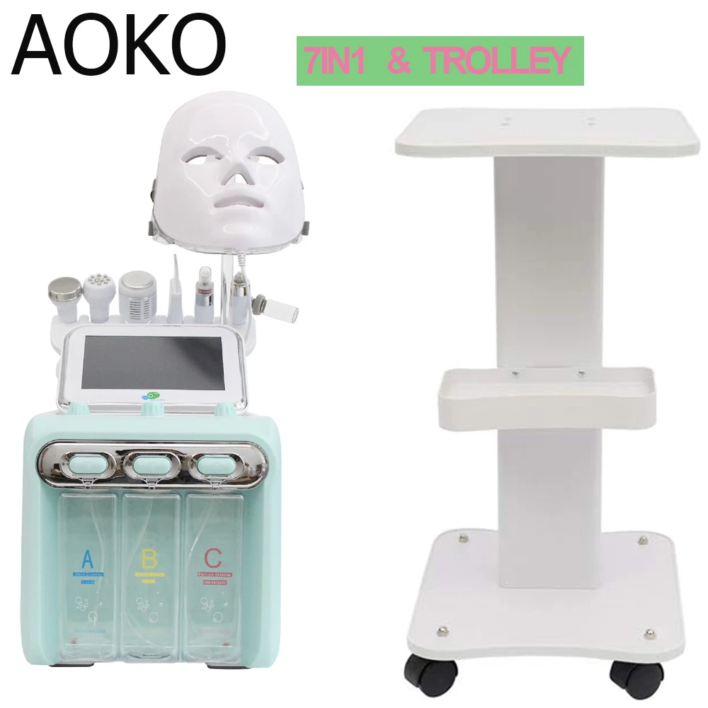 AOKO 6/7 In1 H2-O2 Hydro Dermabrasion Beauty Facial Bubble Skin Deep Cleansing Microdermabrasion Machine Bio-lifting Massage