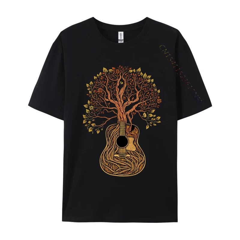 

Acoustic Guitar Tree Of Life Guitar Player Nature Guitarist T-Shirts Man Cotton Homme Camisas Classic Fashion Clothing