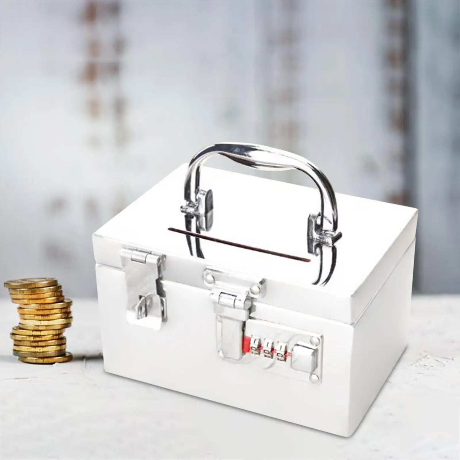 Lockable Money Storage Box Stainless Steel Password Saving Case for Cash Jewelry and Trinket Organization Gifts