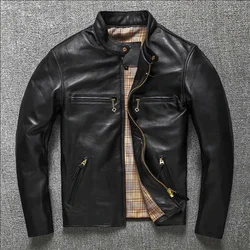 2025 Men's Leather Motorcycle Jacket Spring Genuine Leather Jackets Men Sheepskin Short Coat for Men Plus Size Biker Outerwear
