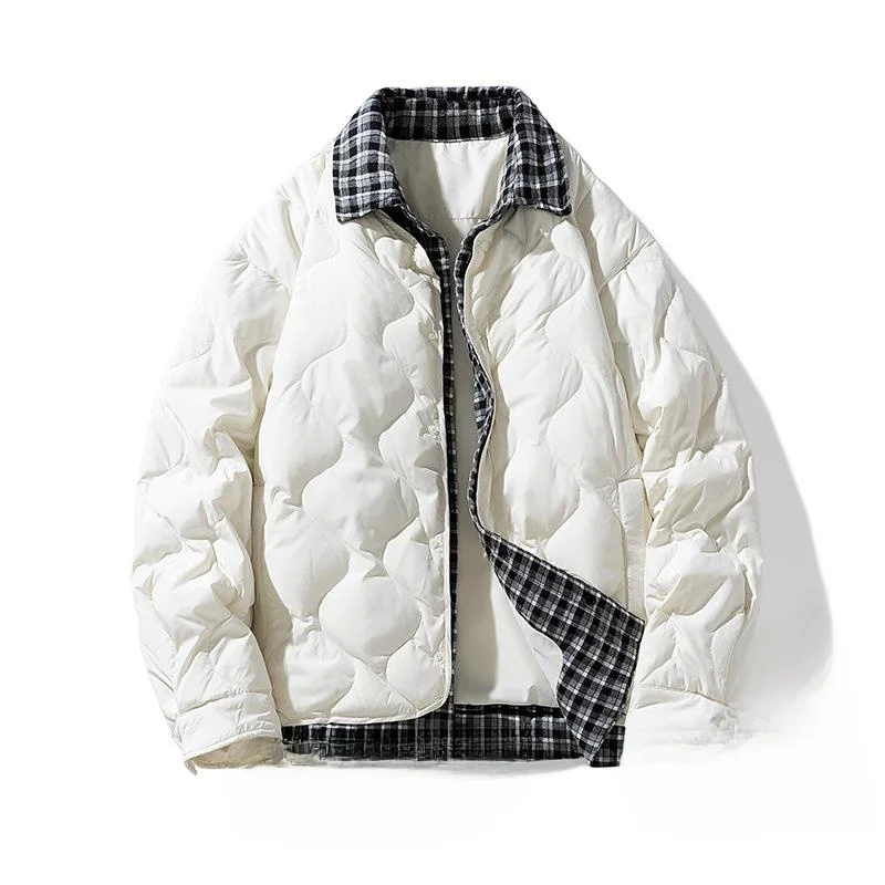 

Winter New Sle Fake Two-Piece down Jaet Stand Collar Splicing Warmth Outerwear Cold Resistance Polyester Casual Coat
