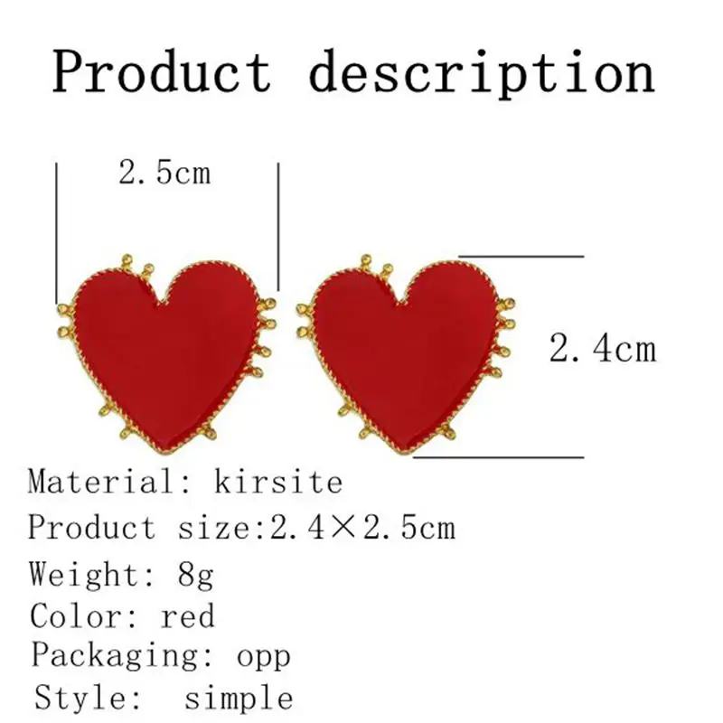 2024 New Fashion Exaggerated Red Love Earrings image 6
