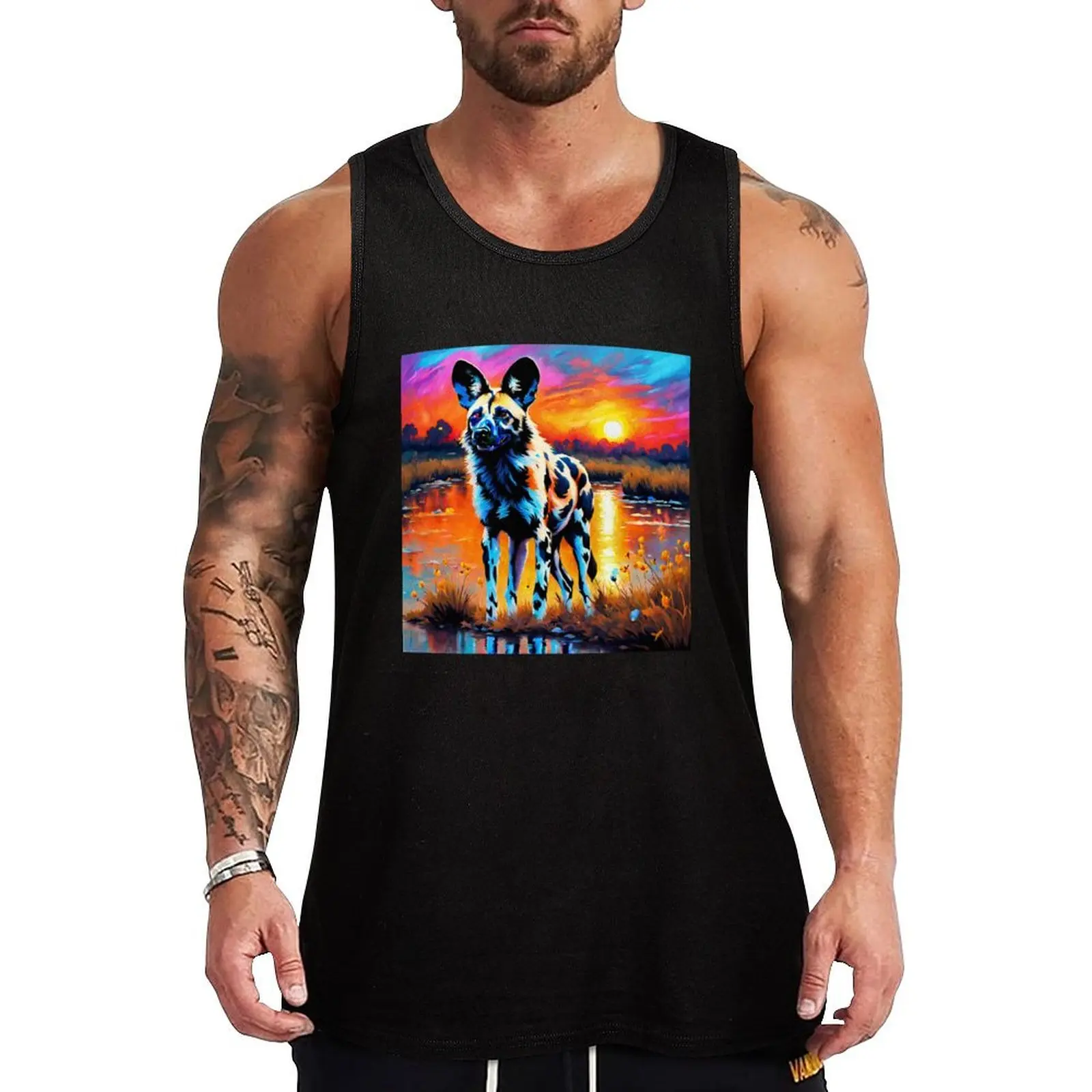 

African Wild Dog Tank Top clothing men Men's clothing brands